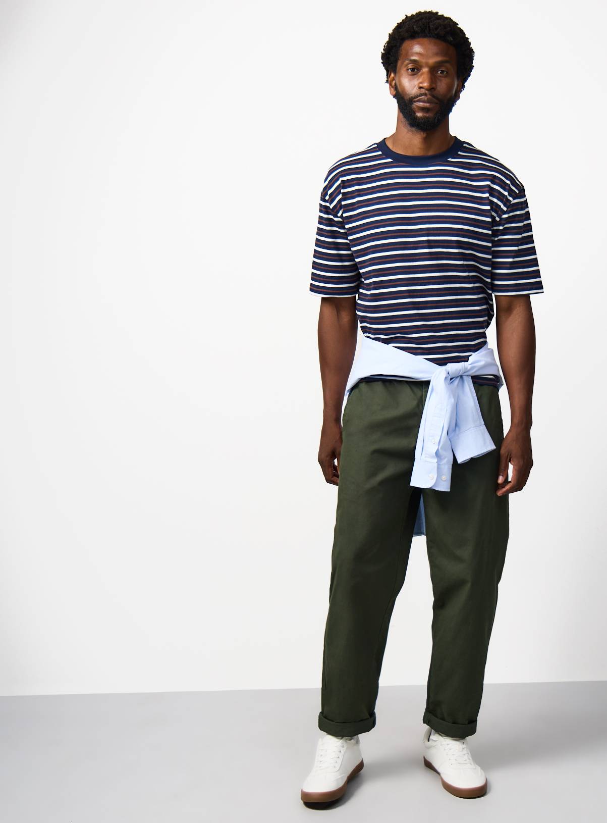 Navy Stripe Print Relaxed Fit T-Shirt XXXL - Image 2