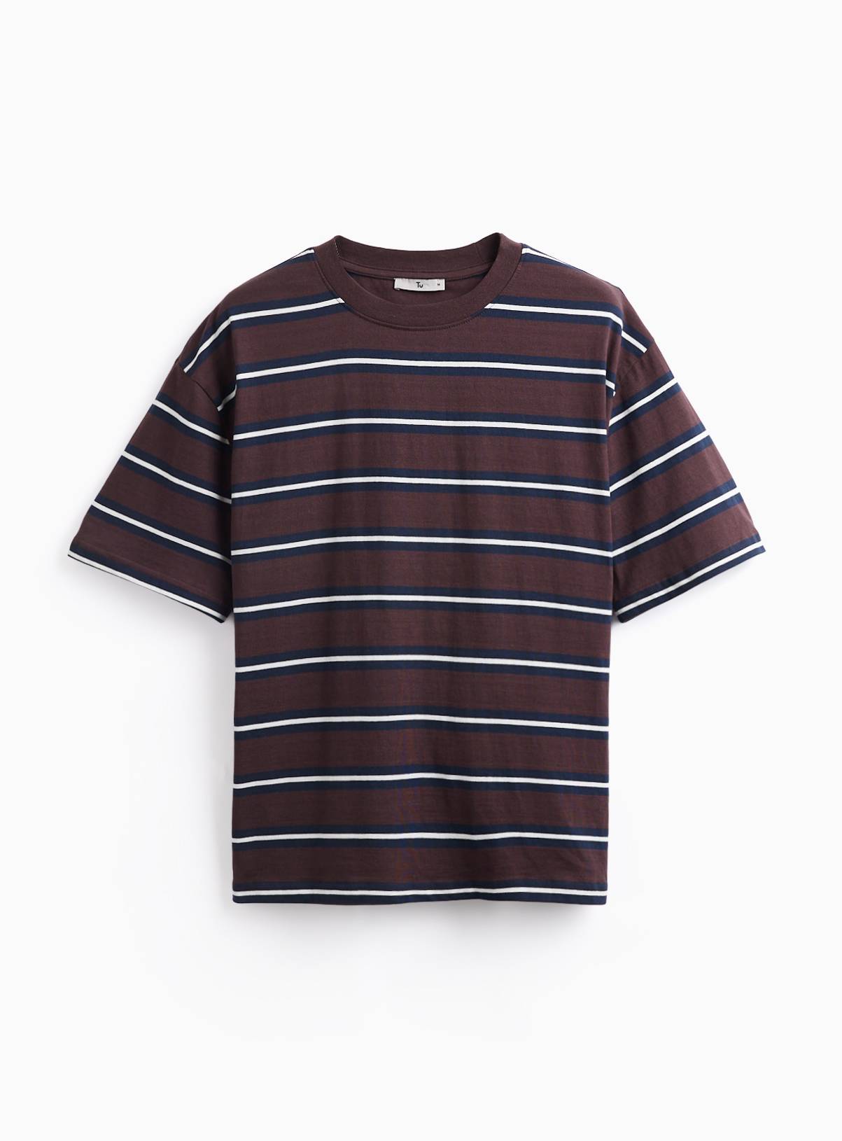 Brown Stripe Print Relaxed Fit T-Shirt XXL - Image 3