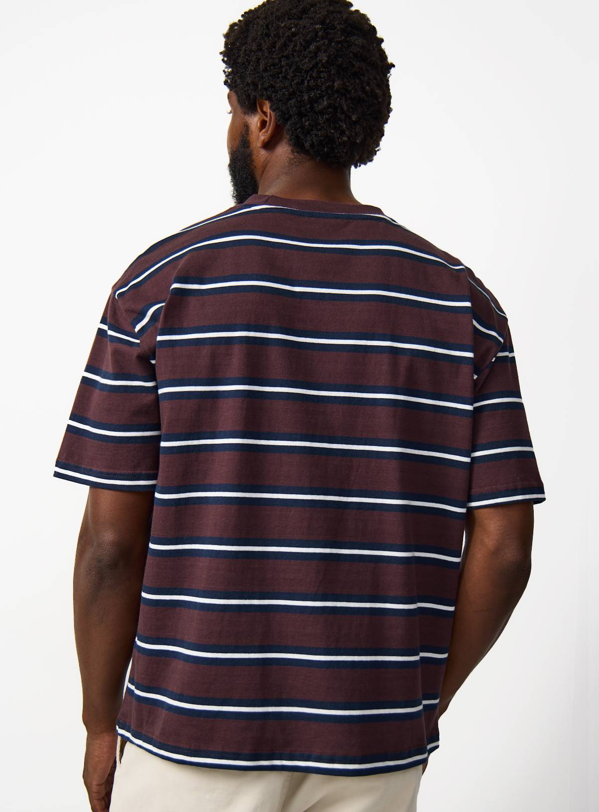 Brown Stripe Print Relaxed Fit T-Shirt XXL - Image 5