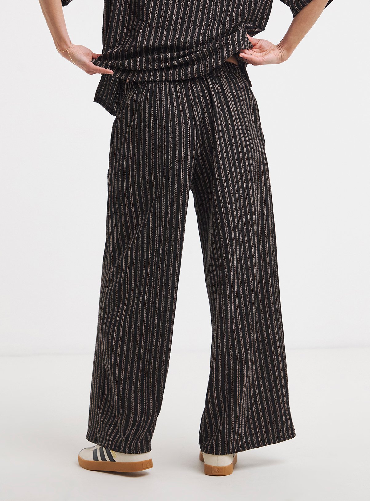 JD WILLIAMS Textured Jersey Stripe Wide Leg Trouser 28 - Image 2 thumbnail