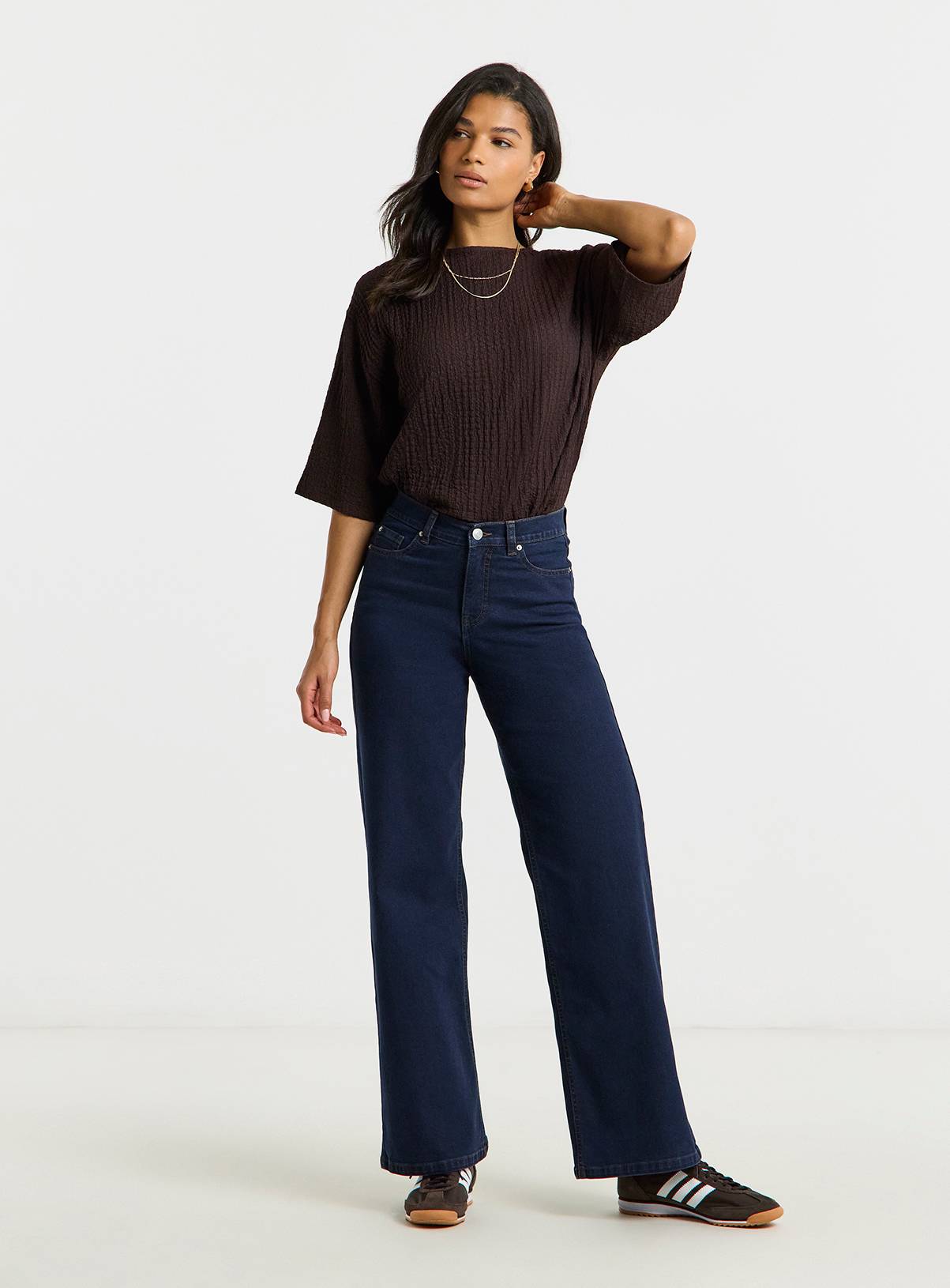 SIMPLY BE Indigo 24/7 Wide Leg Jeans 32S - Image 3