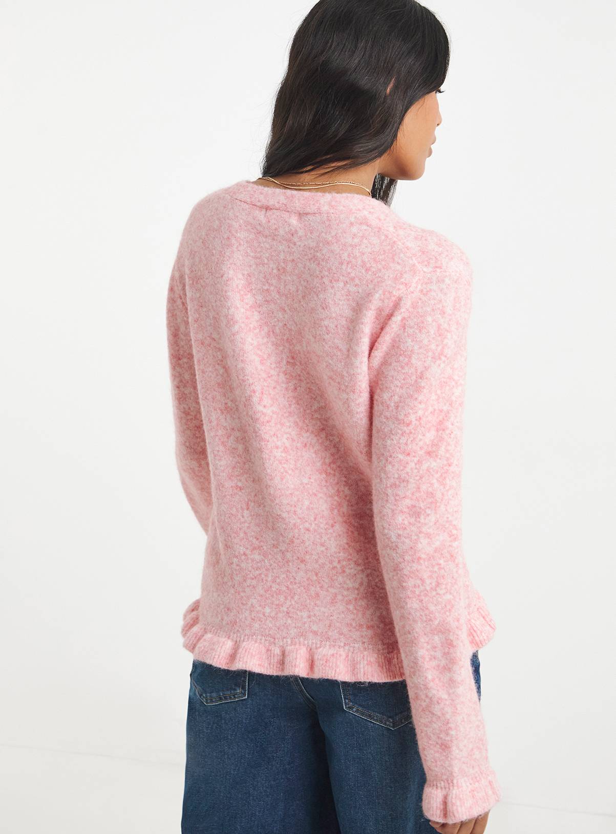 SIMPLY BE Frill Cardigan Pink 32-34 - Image 2