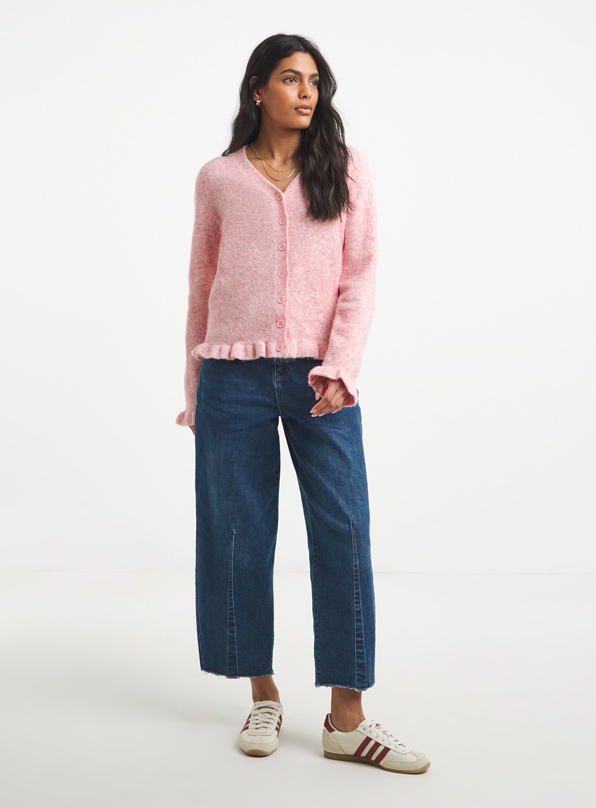 SIMPLY BE Frill Cardigan Pink 32-34 - Image 3 thumbnail