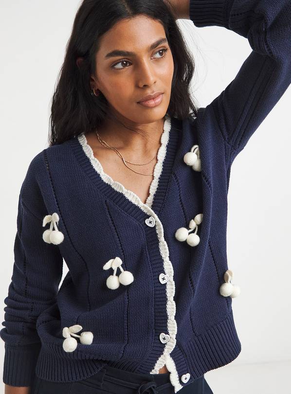 SIMPLY BE 3D Cherry Pointelle Cardigan 16-18