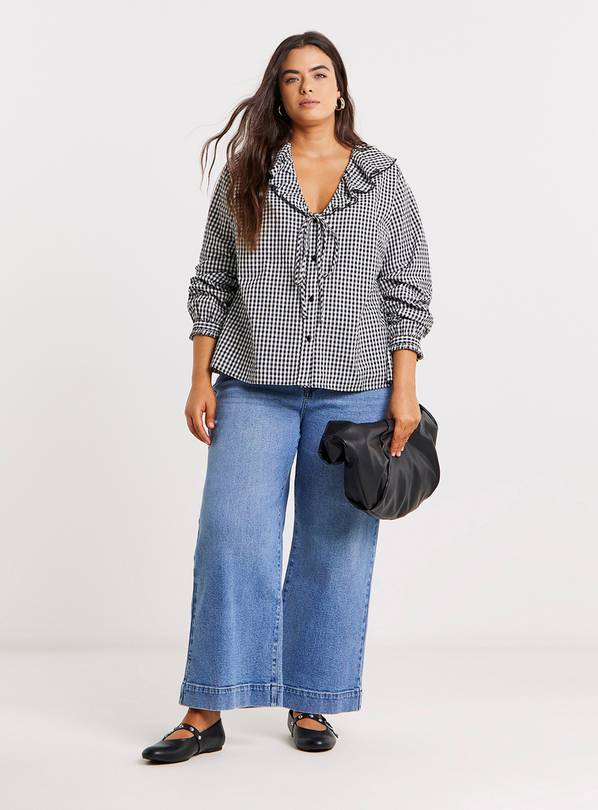 SIMPLY BE Light Wash 99/1 Authentic Belted Crop Wide Jean 30R