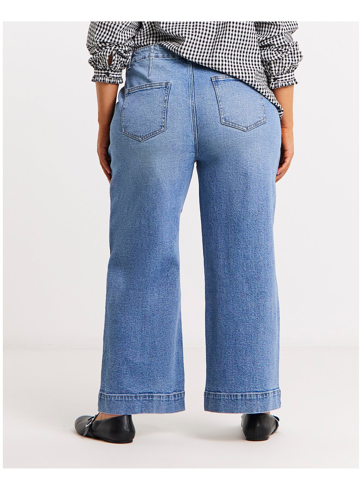 SIMPLY BE Light Wash 99/1 Authentic Belted Crop Wide Jean 10S - Image 2 thumbnail