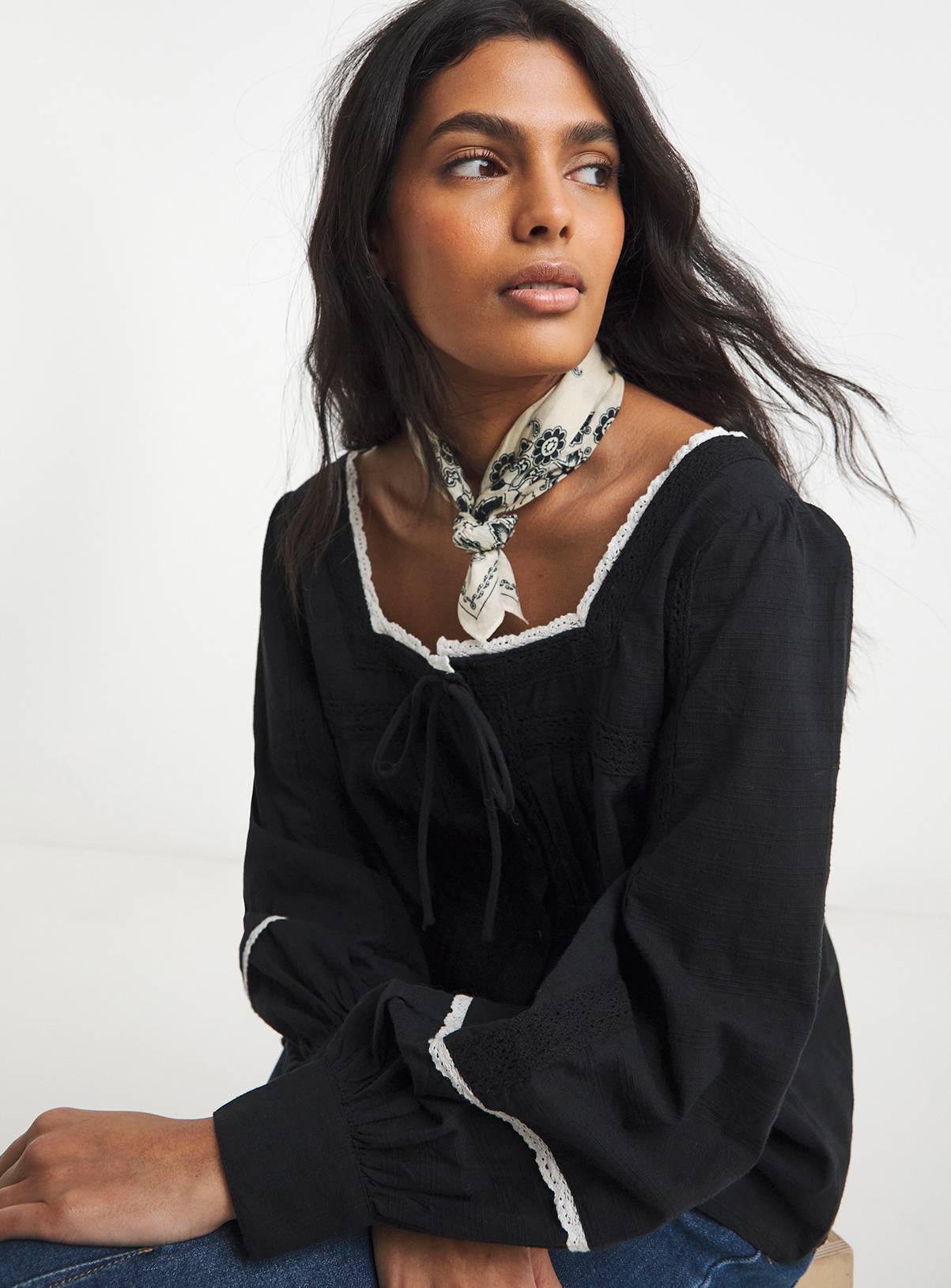 SIMPLY BE Square Neck Lace Trim Prairie Blouse 20 - Image 1
