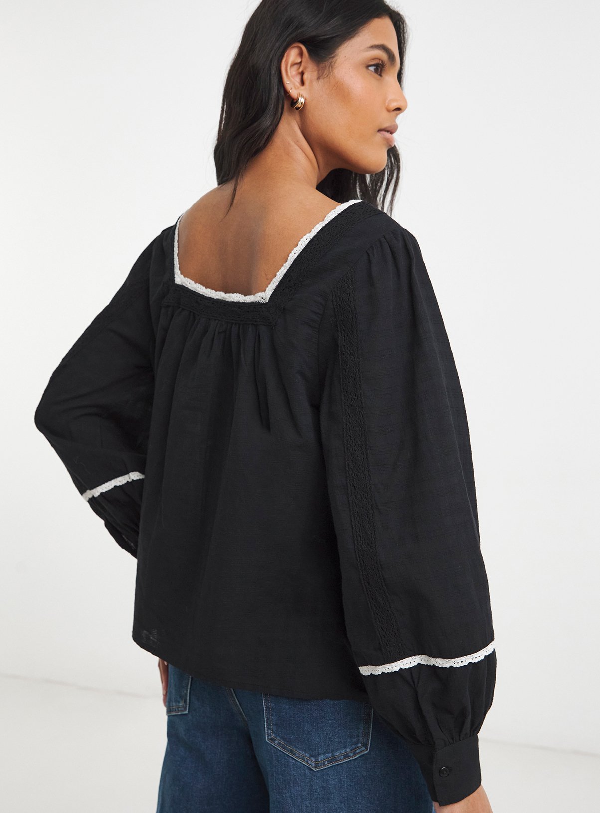 SIMPLY BE Square Neck Lace Trim Prairie Blouse 20 - Image 2 thumbnail
