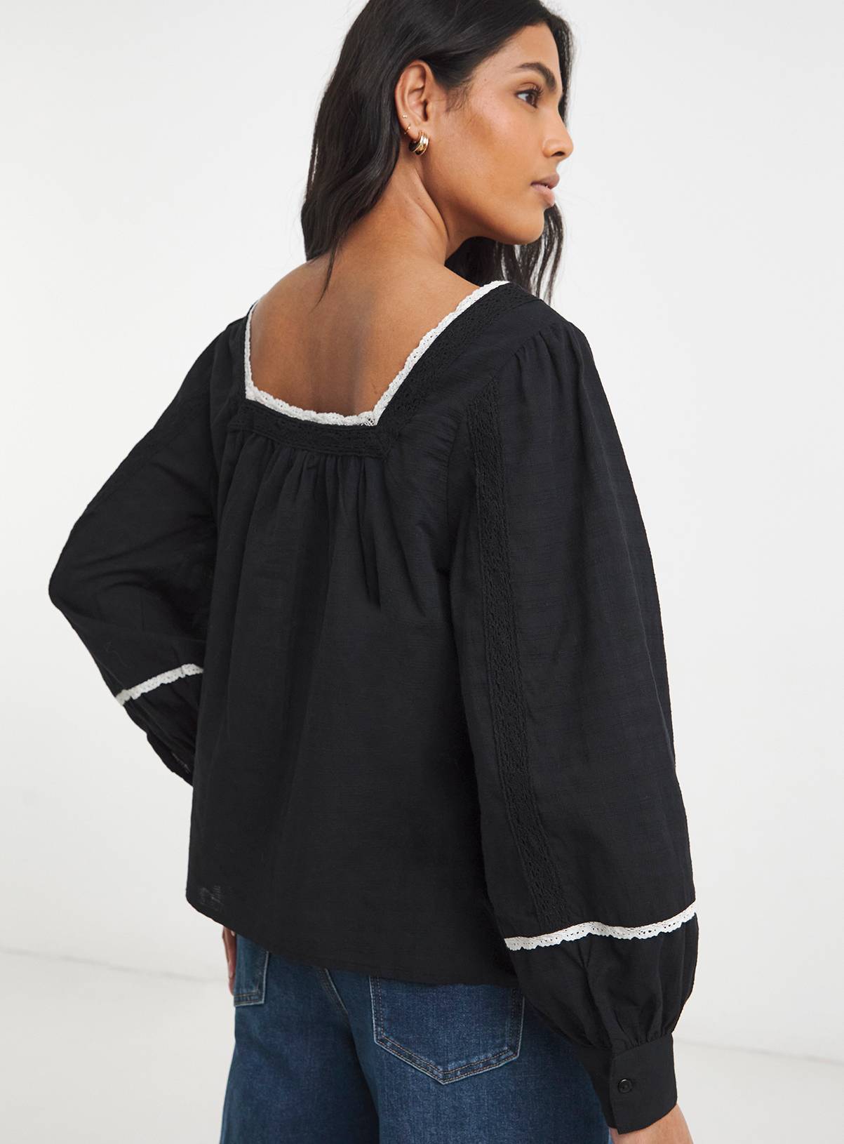 SIMPLY BE Square Neck Lace Trim Prairie Blouse 20 - Image 2