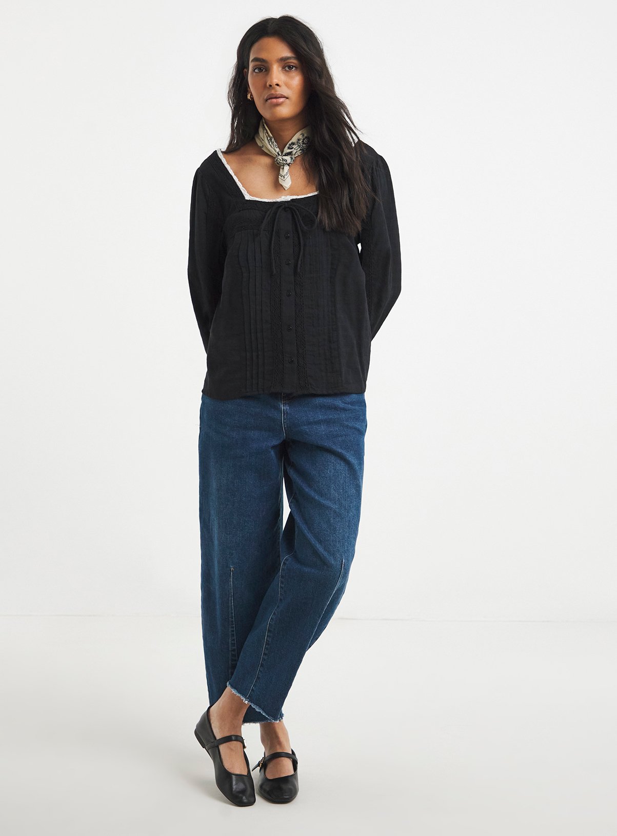 SIMPLY BE Square Neck Lace Trim Prairie Blouse 20 - Image 3 thumbnail
