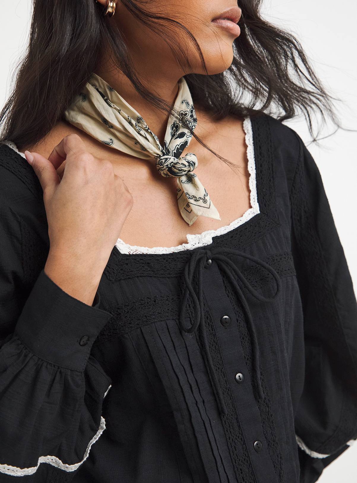SIMPLY BE Square Neck Lace Trim Prairie Blouse 20 - Image 4