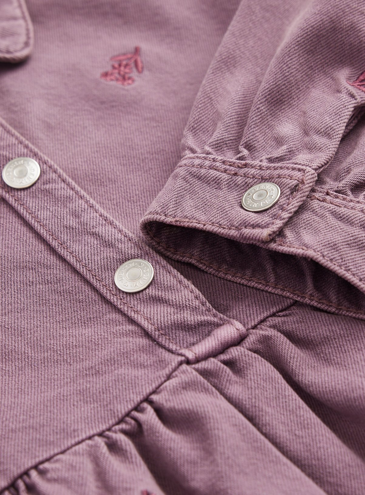 Purple Floral Embroidered Denim Shirt Dress 7-8 years - Image 2 thumbnail