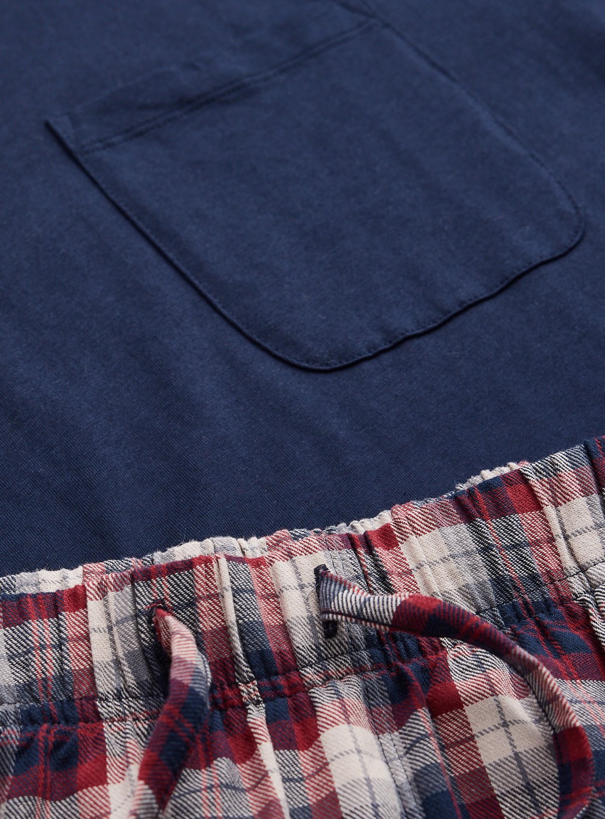 Navy Top & Check Pattern Bottoms Pyjama 2-Piece Set M - Image 4 thumbnail