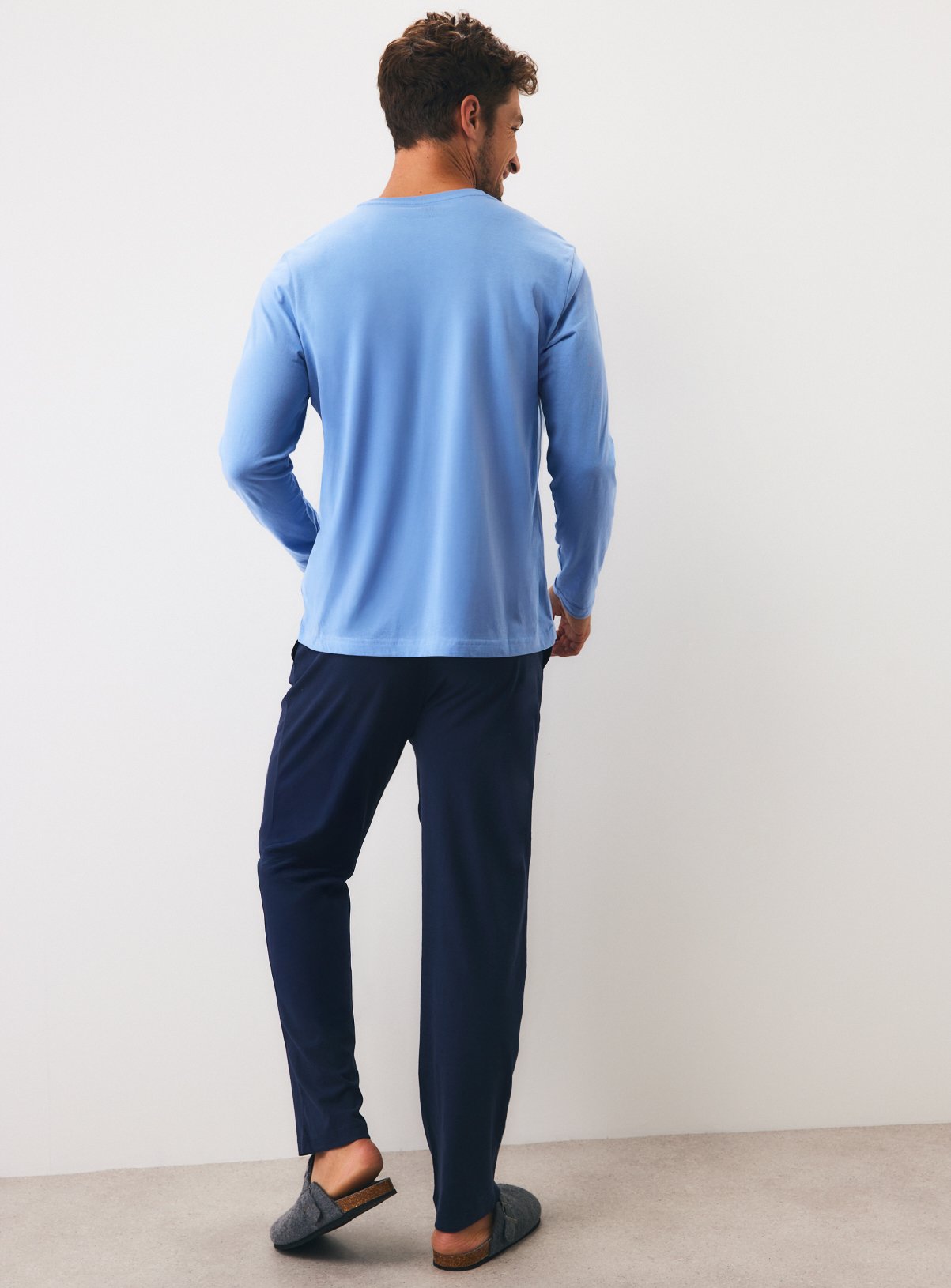 Light Blue & Navy Pure Cotton Pyjama Set XL - Image 5 thumbnail
