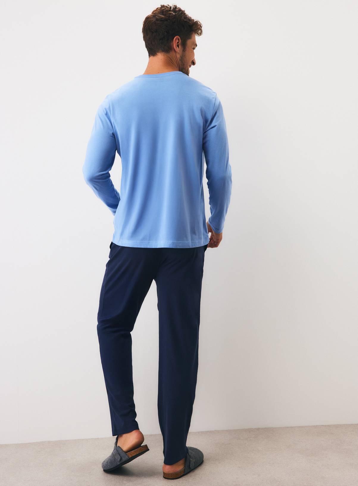 Light Blue & Navy Pure Cotton Pyjama Set XL - Image 5
