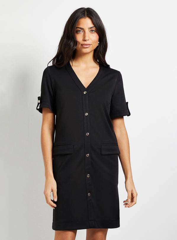 WALLIS Ponte Button Shift Dress 16