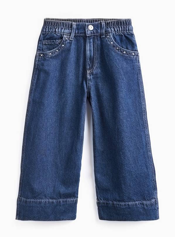 Blue Denim Wide Leg Studded Jeans 7-8 years