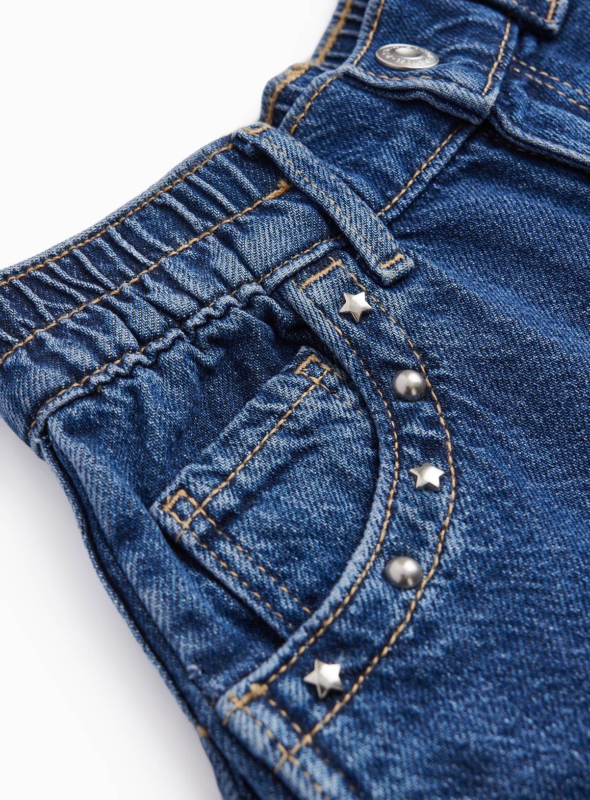 Blue Denim Wide Leg Studded Jeans 1-2 years - Image 2