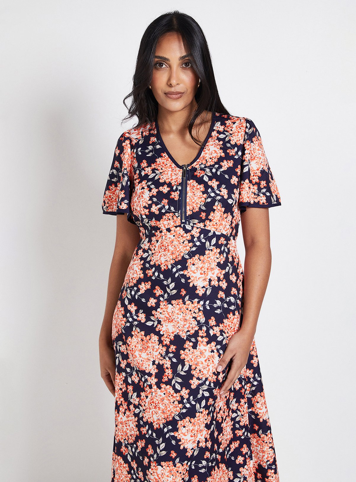 WALLIS Petite Zip Flare Sleeve Midi Dress 18 - Image 2 thumbnail
