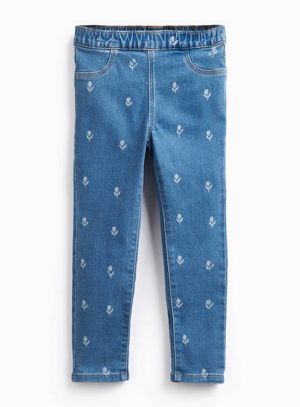 Blue Denim Floral Jeggings 7-8 years