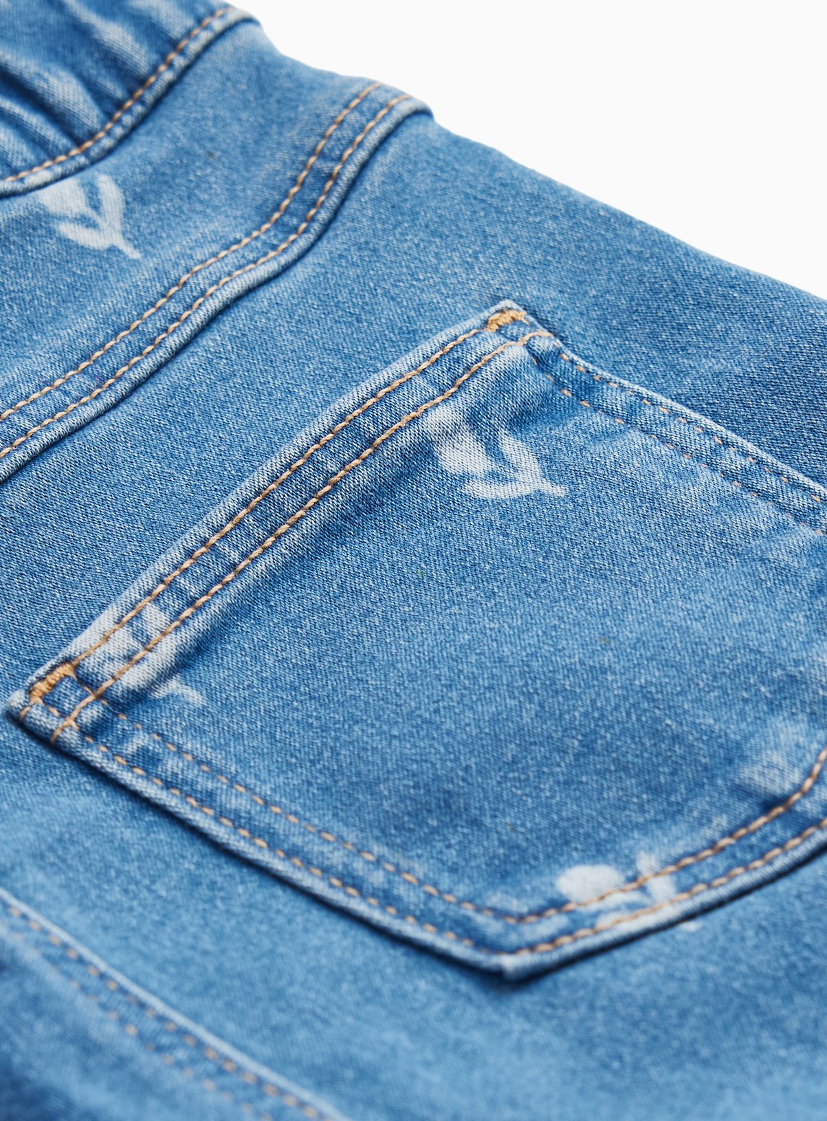 Blue Denim Floral Jeggings 7-8 years - Image 2 thumbnail