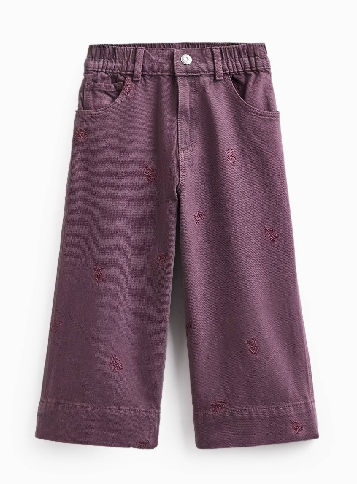 Purple Flower Embroidered Wide Leg Jeans 2-3 years - Image 1