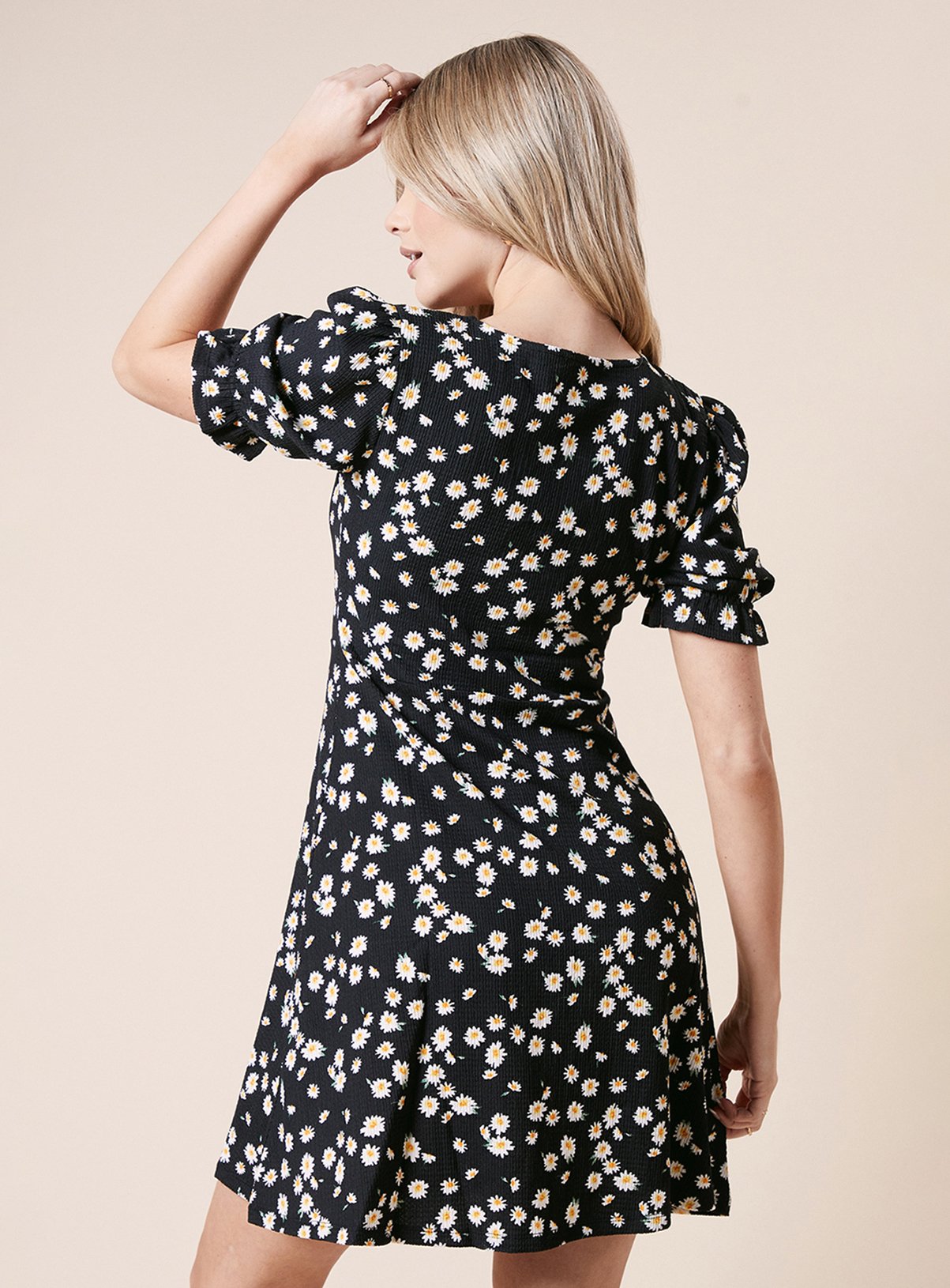 DOROTHY PERKINS Daisy V Neck Short Sleeve Mini Jersey Dress 12 - Image 3 thumbnail