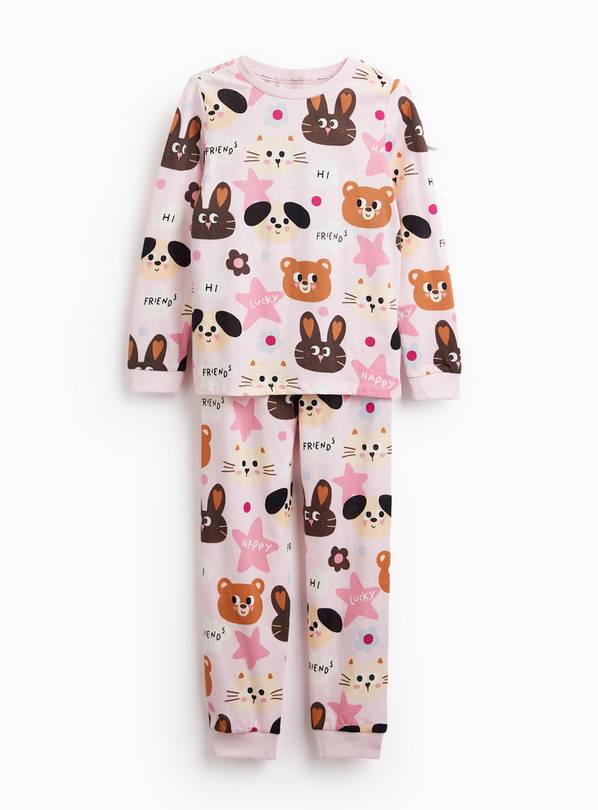 Pink Animal Stars Bears & Bunnies Pyjama Set  3-4 years