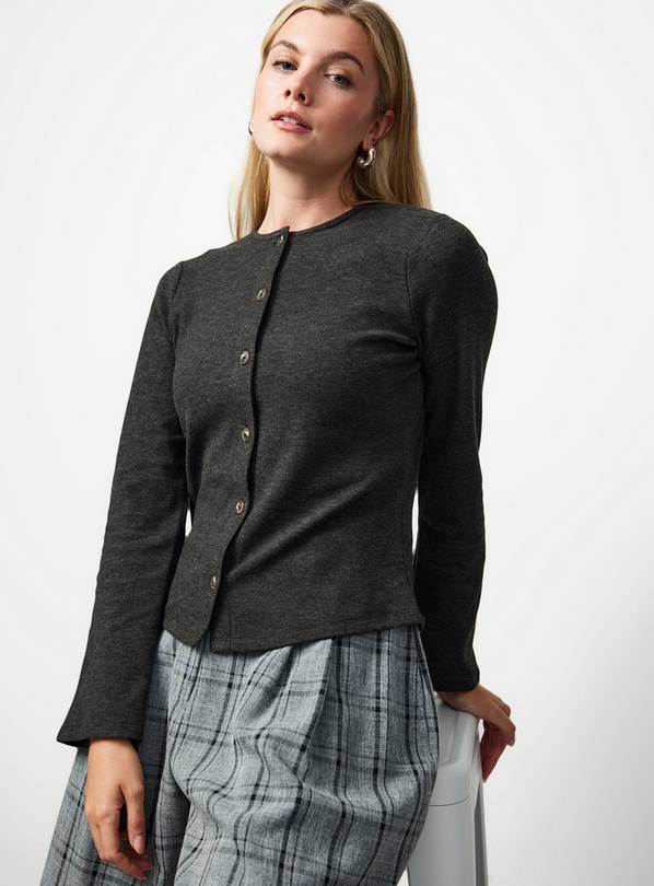 Charcoal Soft Touch Button Through Co-ord Cardigan XXL