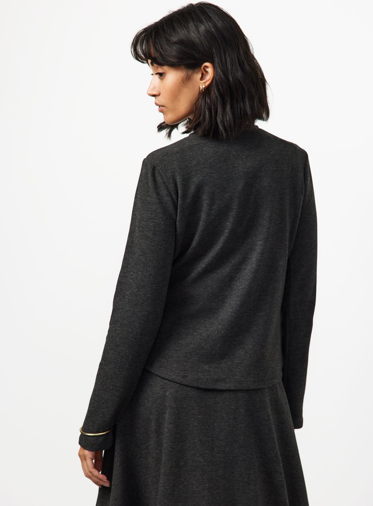 Charcoal Soft Touch Button Through Co-ord Cardigan S - Image 4 thumbnail