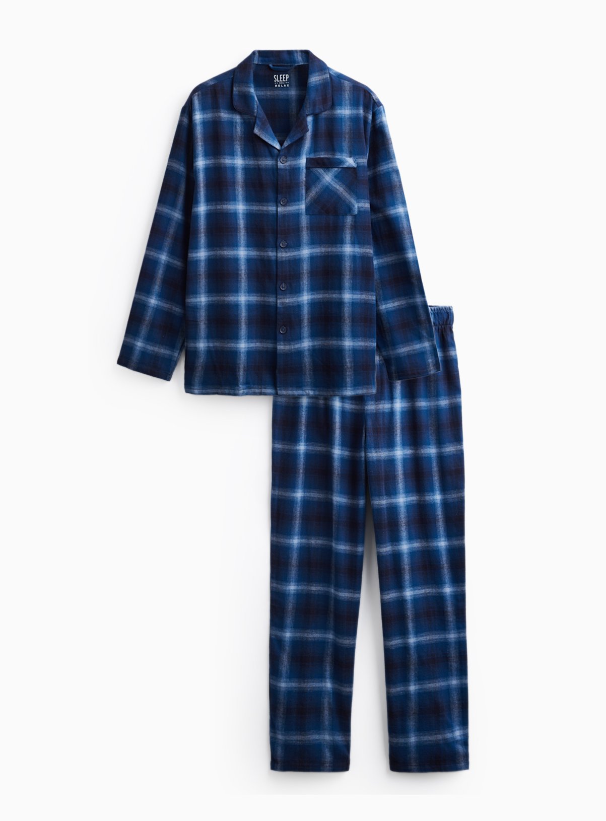 Blue Check Traditional Pyjama Set S - Image 3 thumbnail