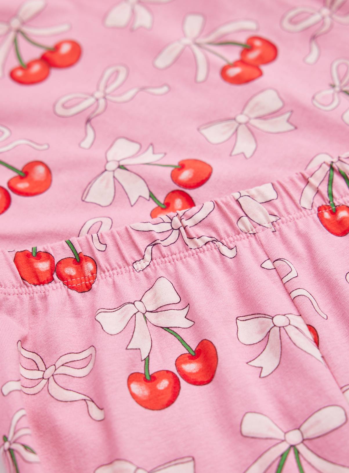 Pink Cherry & Bow Print Pyjama Set 9-10 years - Image 2