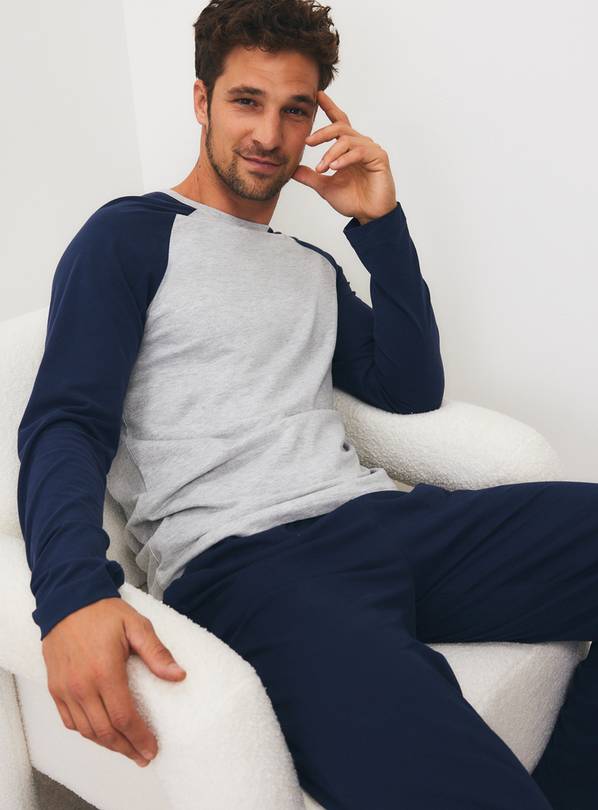 Grey & Navy Cotton Rich Pyjama Set XXL