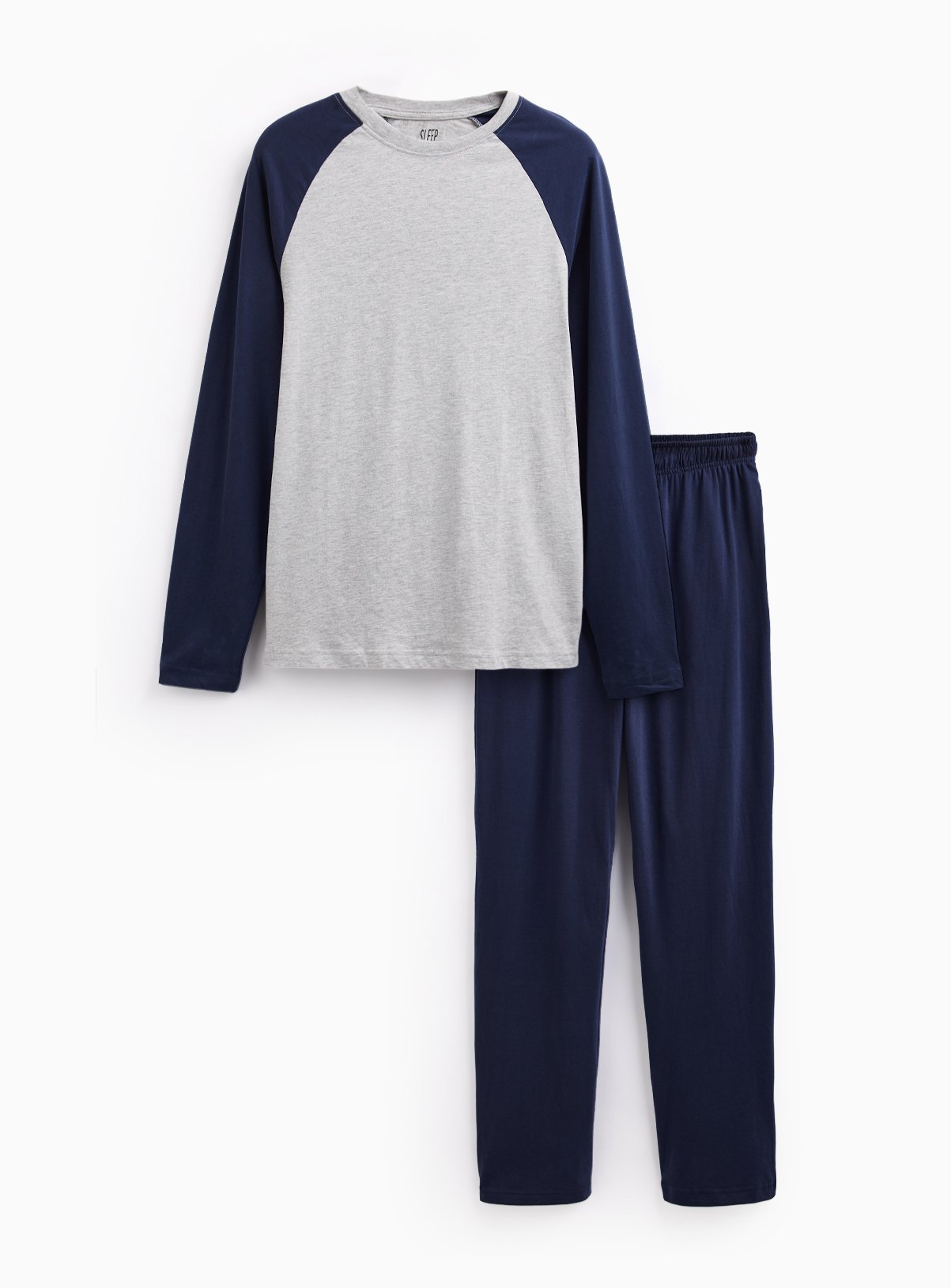 Grey & Navy Cotton Rich Pyjama Set XL - Image 3 thumbnail