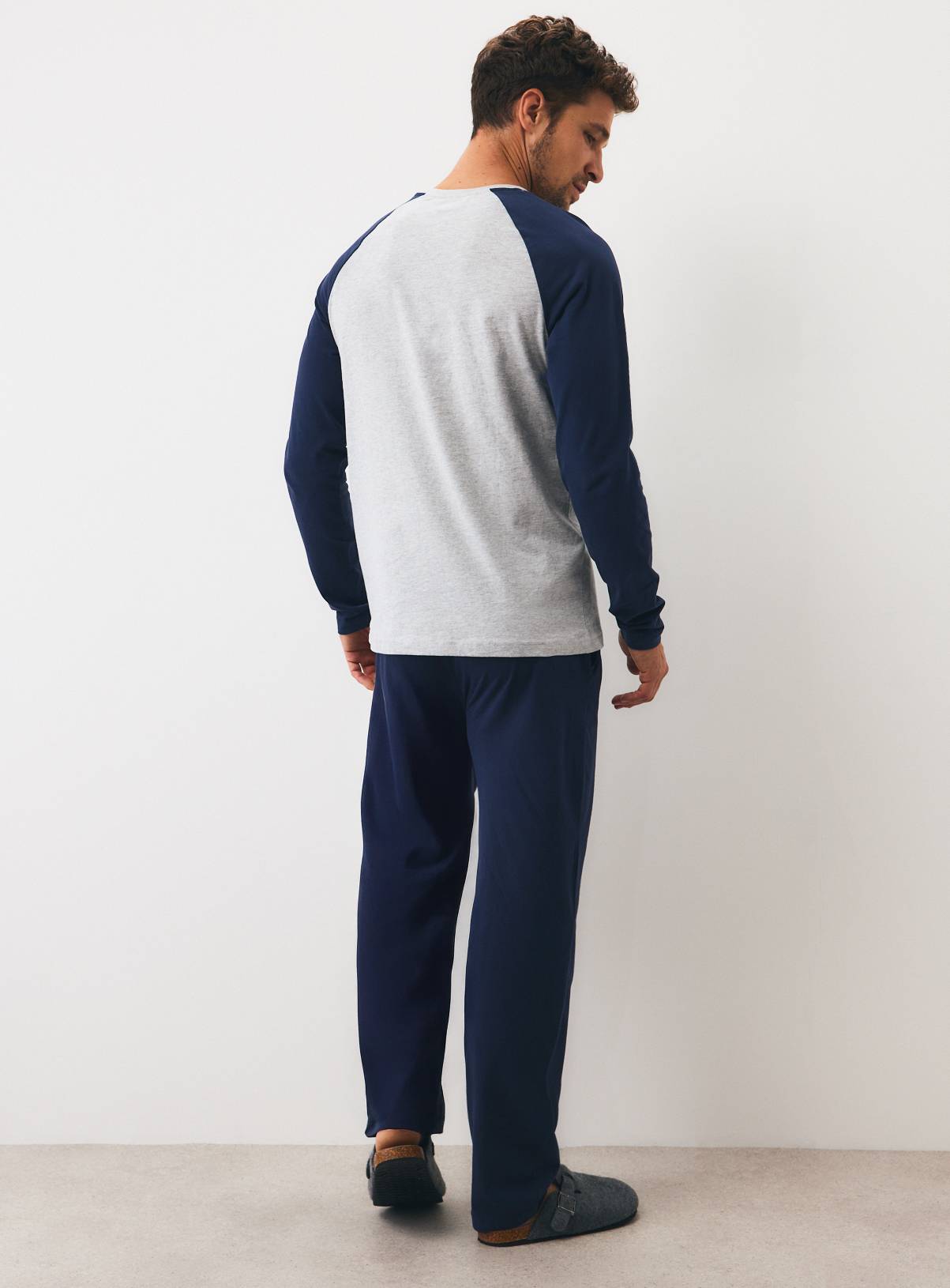 Grey & Navy Cotton Rich Pyjama Set XL - Image 5