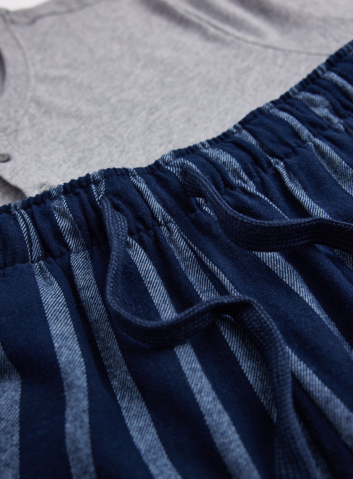 Grey Top & Navy Striped Bottoms Pyjama 2-Piece Set M - Image 4 thumbnail