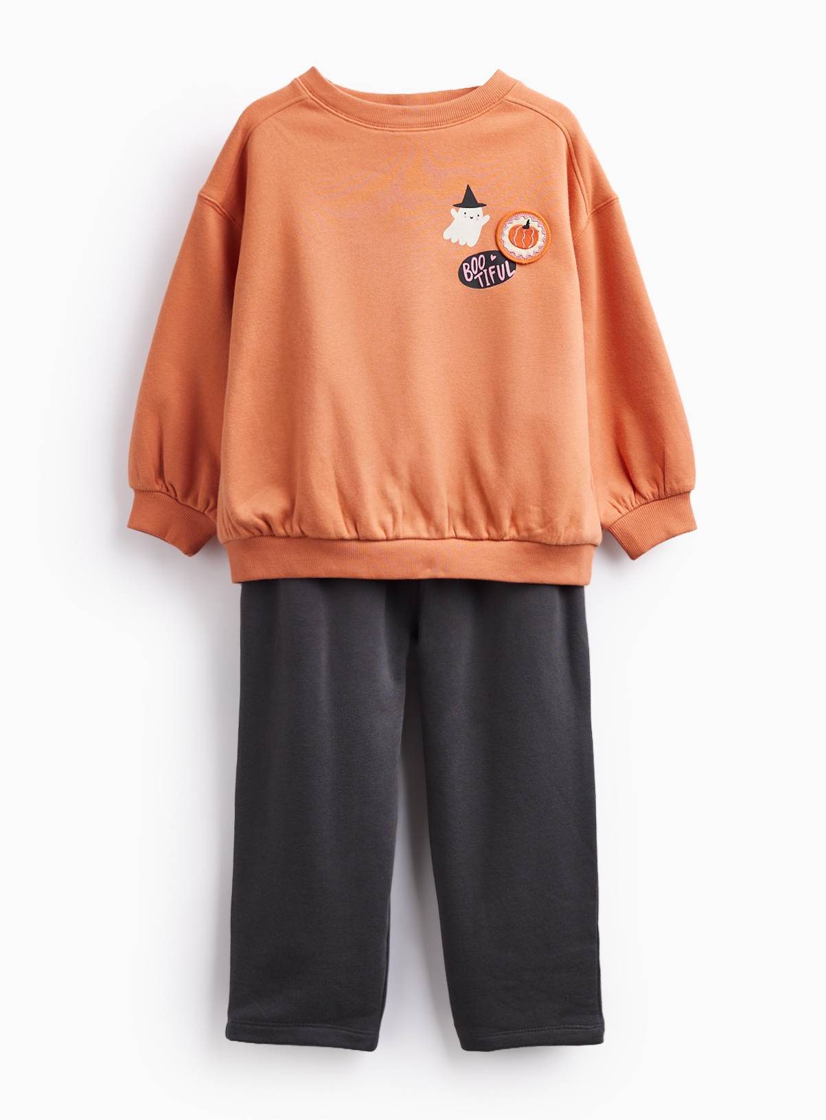 Halloween Orange & Grey Pumpkin Sweat Set 5-6 years - Image 1