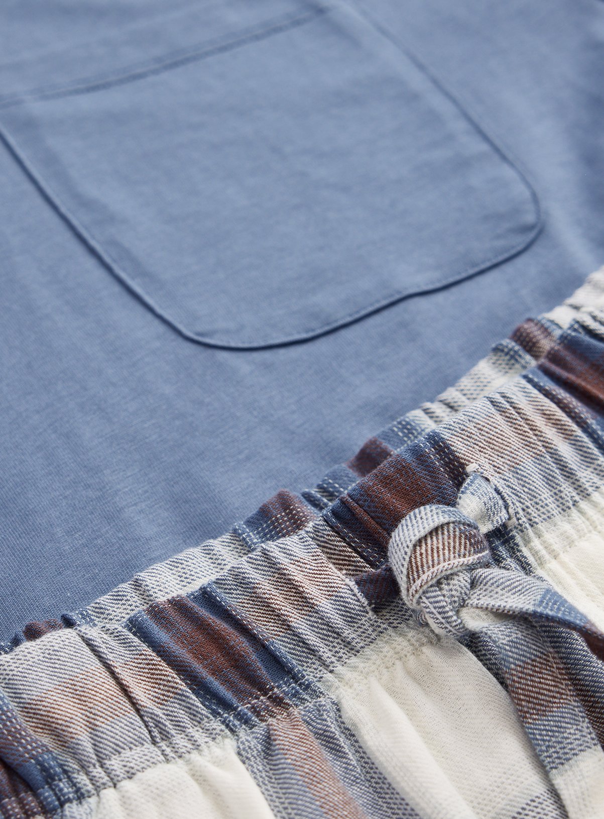 Blue Top & Check Pattern Bottoms Pyjama 2-Piece Set XXL - Image 4 thumbnail