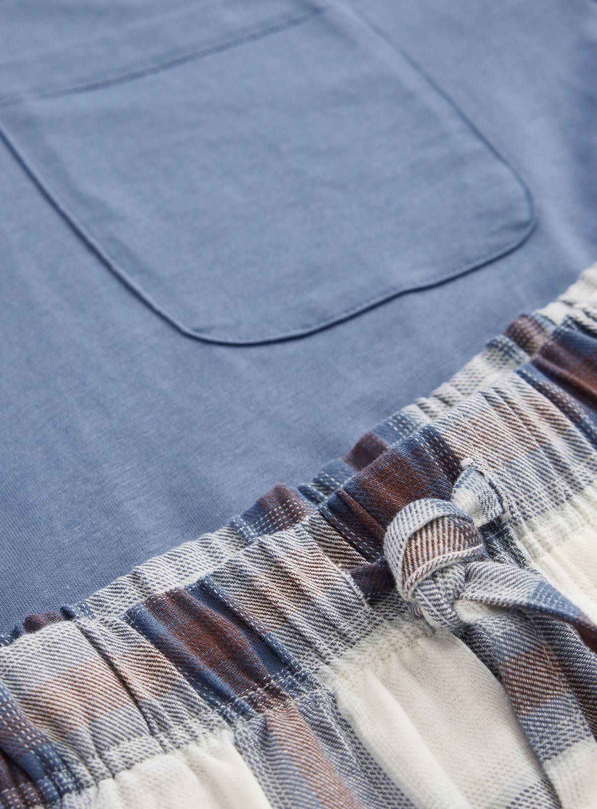Blue Top & Check Pattern Bottoms Pyjama 2-Piece Set XXL - Image 4