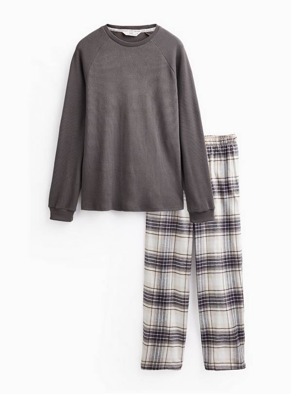 Waffle Top & Check Bottom Pyjama Set XL