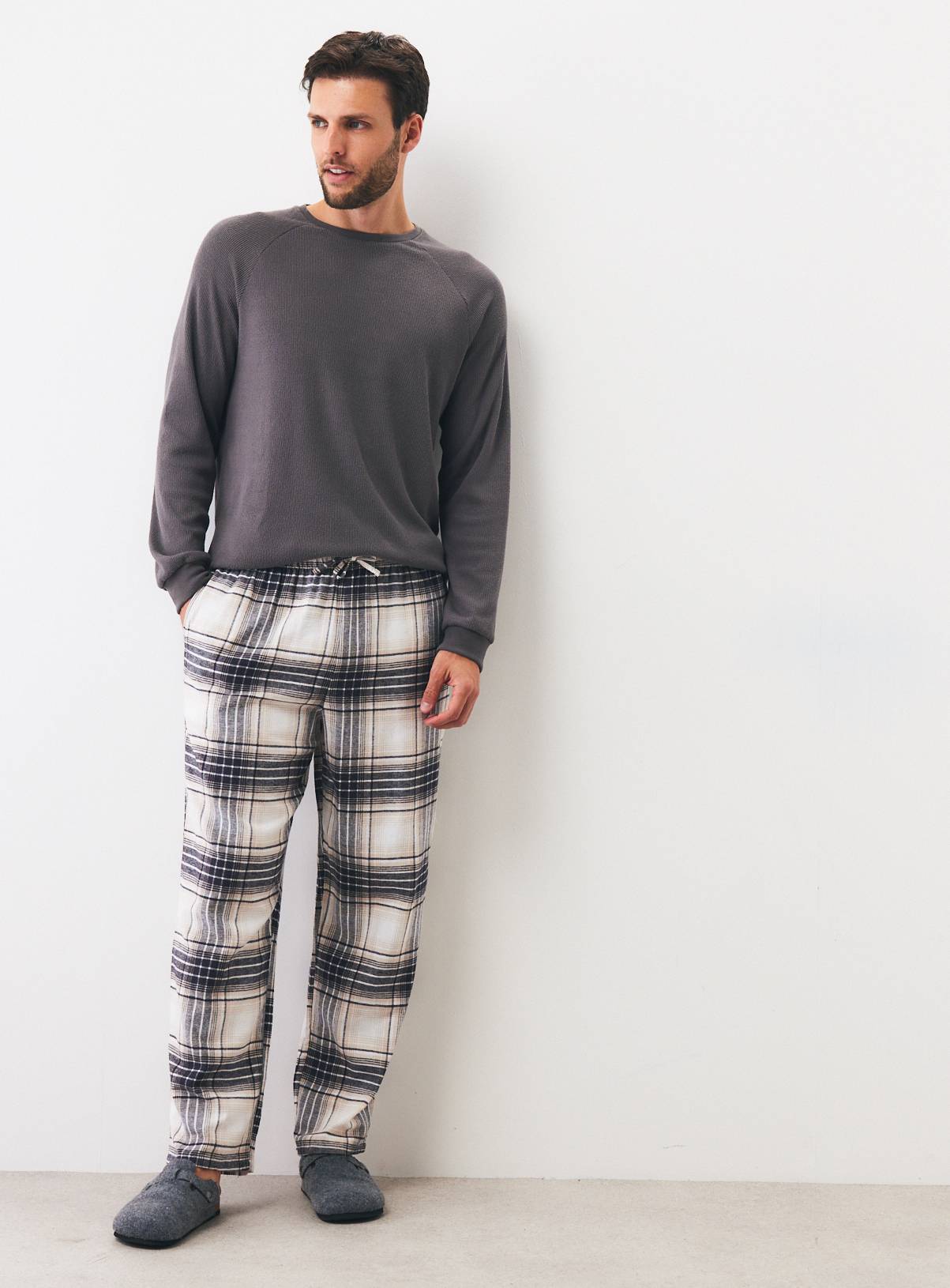 Waffle Top & Check Bottom Pyjama Set XXL - Image 2