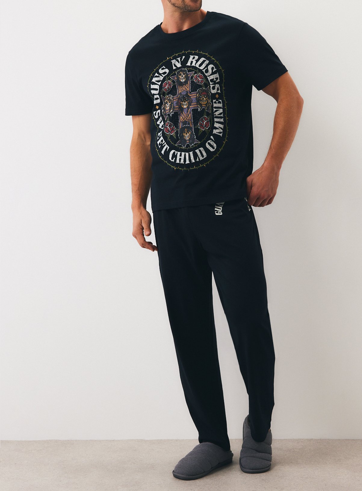 Guns N' Roses Graphic Print Jersey Pyjamas M - Image 2 thumbnail