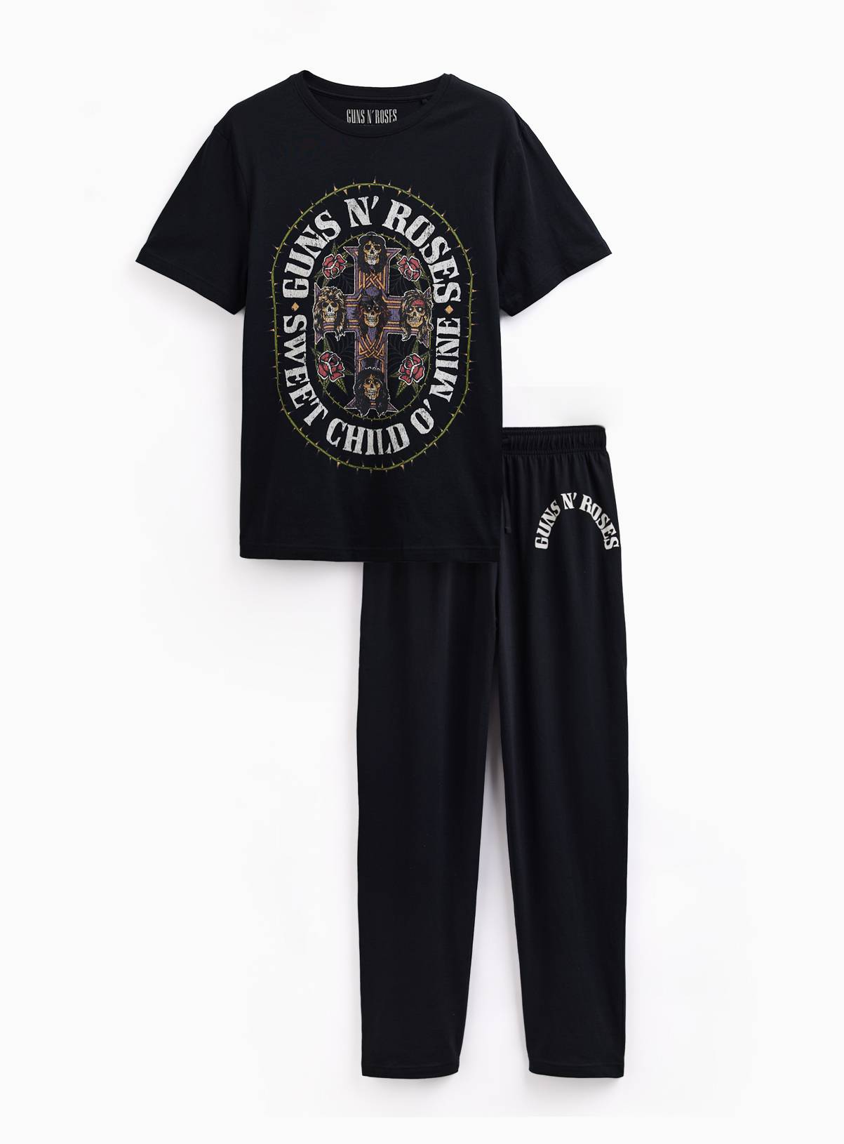 Guns N' Roses Graphic Print Jersey Pyjamas M - Image 3
