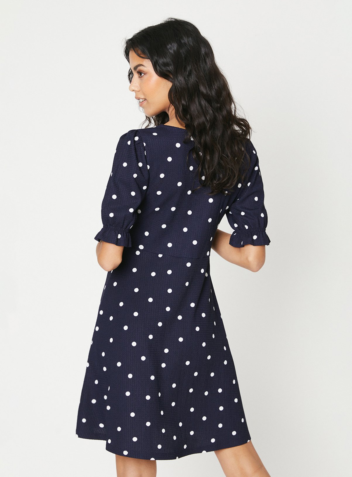 DOROTHY PERKINS Petite Spot Short Sleeve Jersey Mini Dress 14 - Image 3 thumbnail