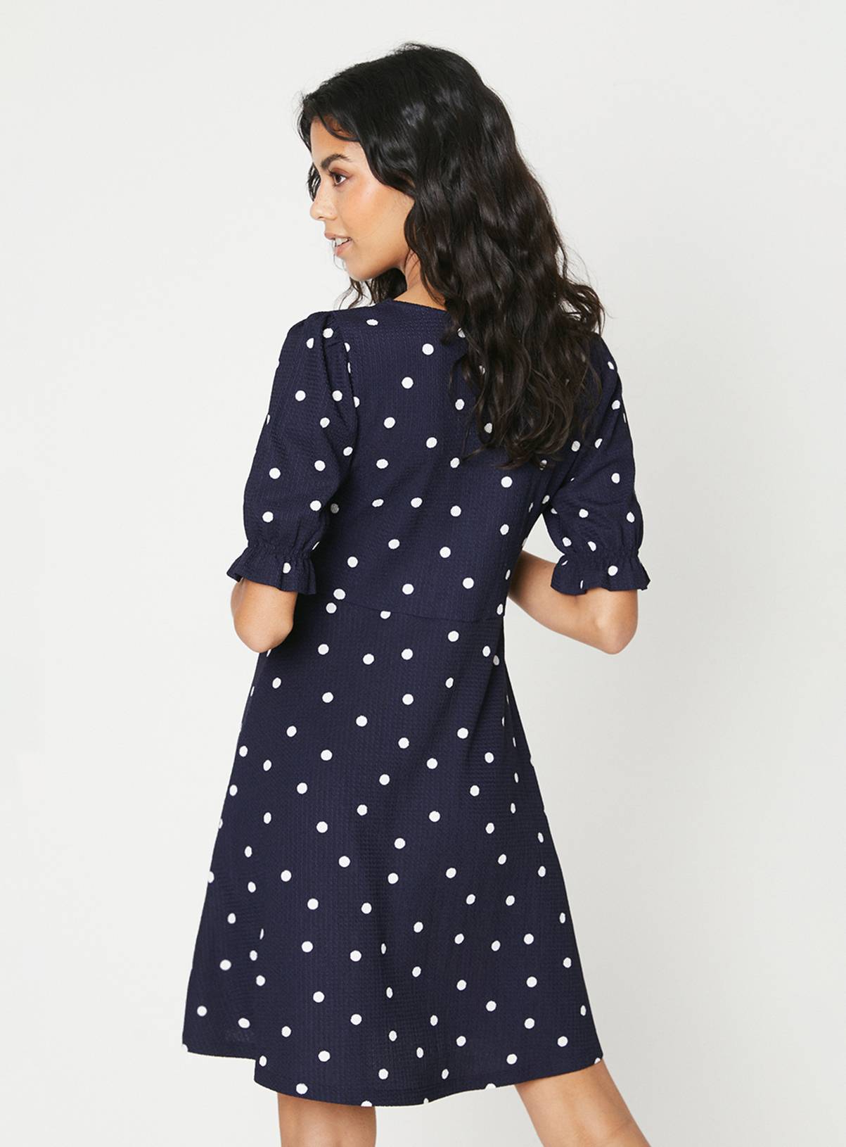 DOROTHY PERKINS Petite Spot Short Sleeve Jersey Mini Dress 14 - Image 3