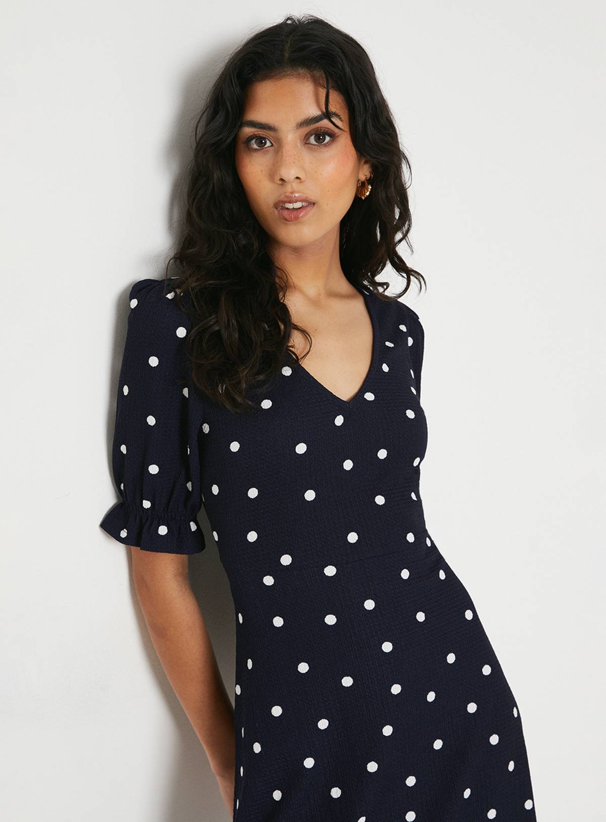 DOROTHY PERKINS Petite Spot Short Sleeve Jersey Mini Dress 14 - Image 4