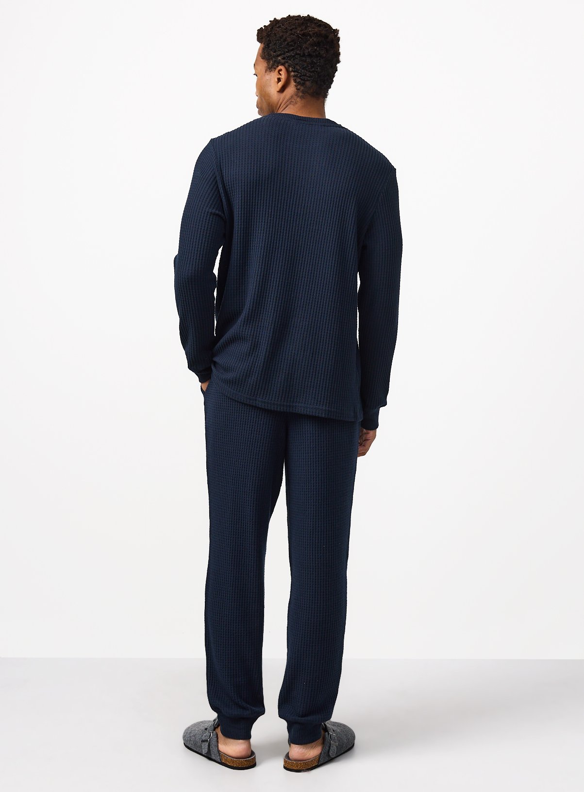 Navy Waffle Lounge Pyjamas L - Image 5 thumbnail