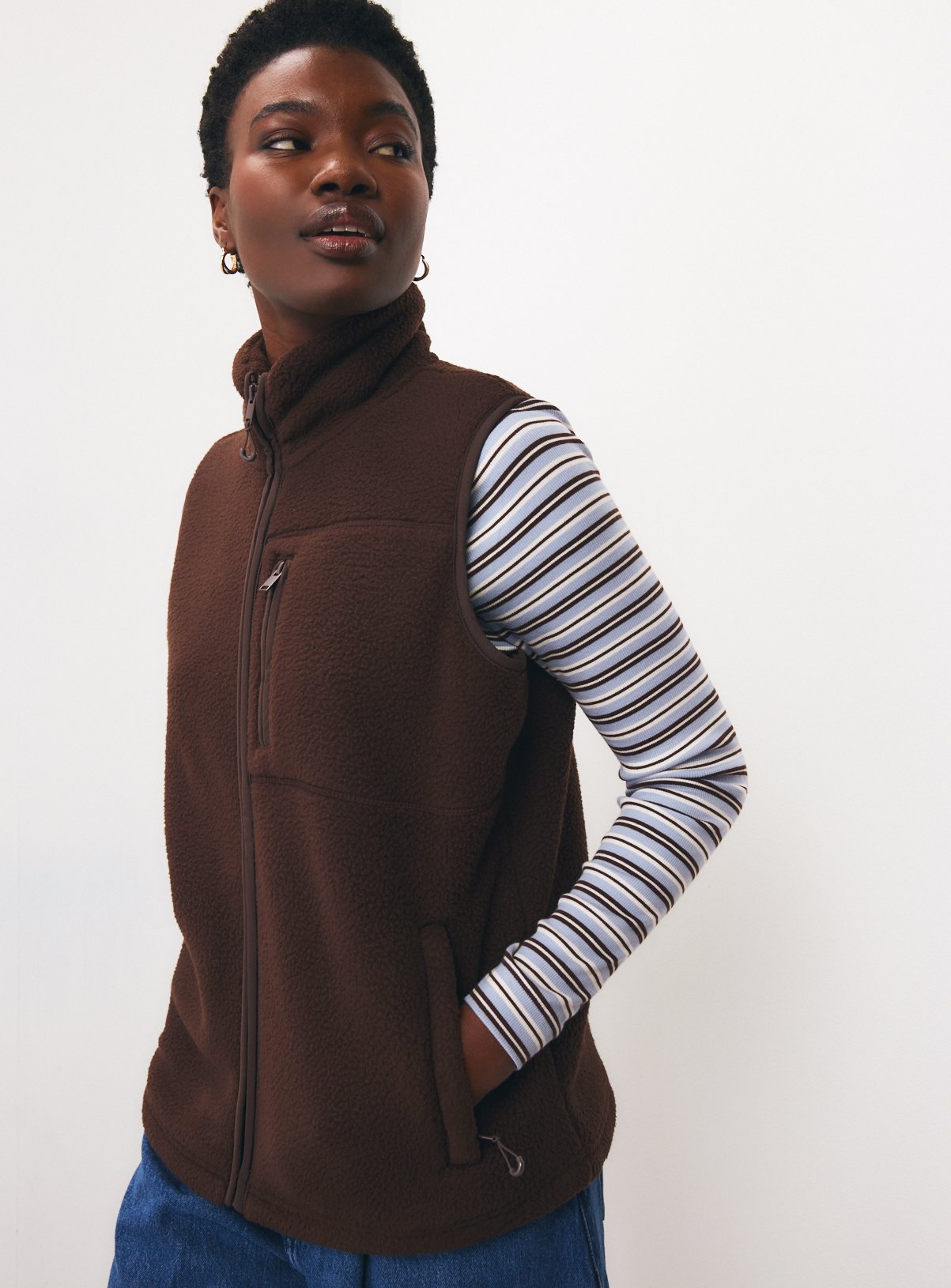 Brown Teddy Fleece Full Zip Gilet XXL - Image 1 thumbnail