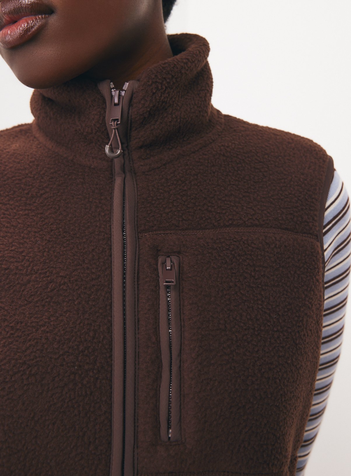 Brown Teddy Fleece Full Zip Gilet XXL - Image 3 thumbnail