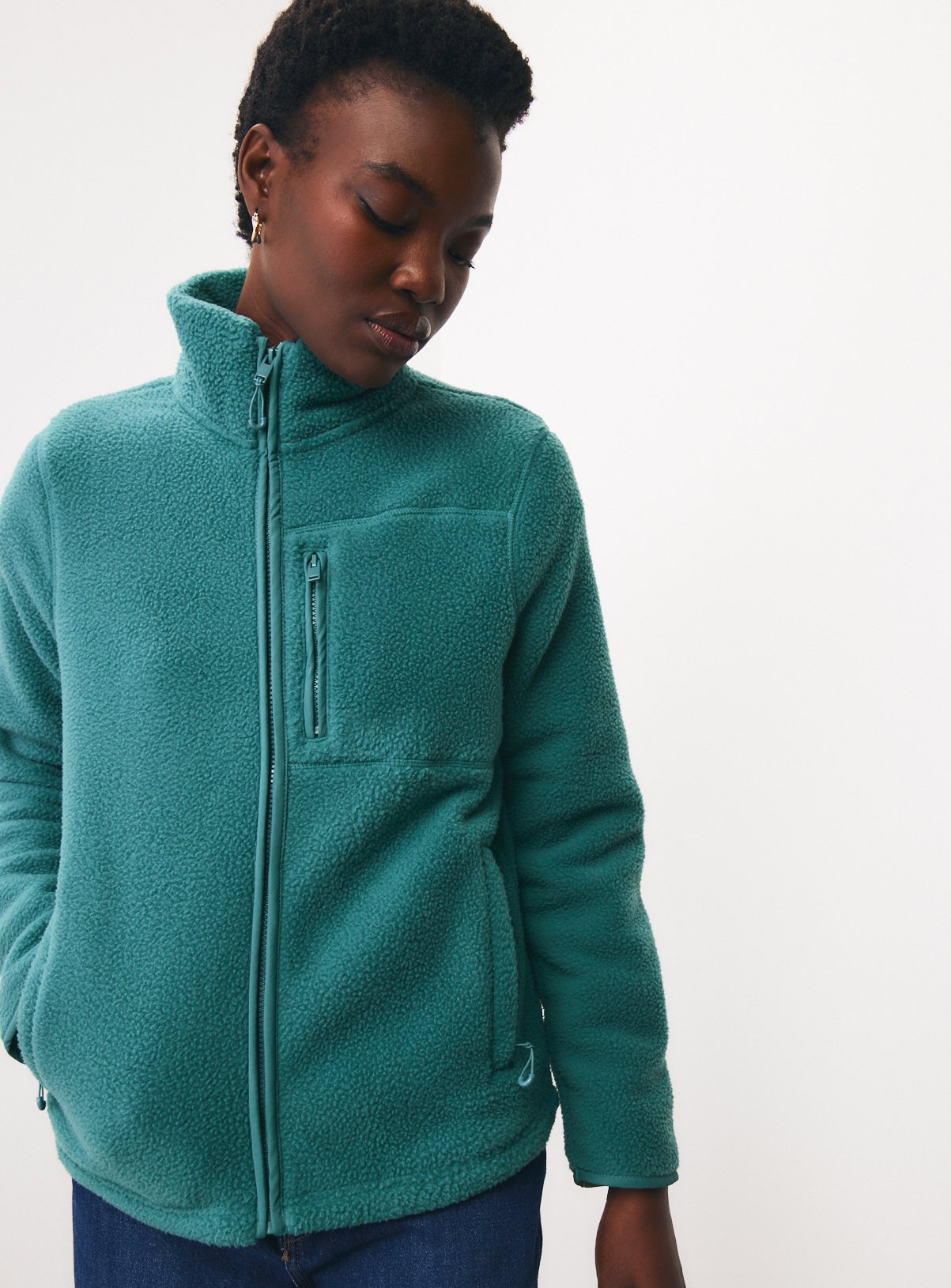 Green Teddy Full Zip Through Fleece XL - Image 1 thumbnail